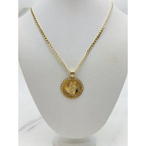 Real 10k Gold Necklace & Pendant  Virgin Mary Cadena Y Dije Virgen Guadalupe Oro